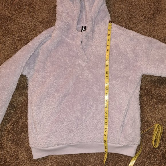 LUKKA LUX Women's Purple Fleece Cozy Sherpa Hoodie 1/4 Button Size Small - Picture 4 of 9
